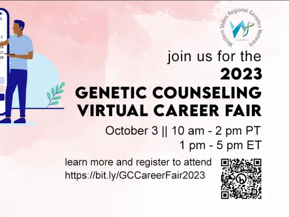 Genetic counseling virtual career fair 2023 flyer