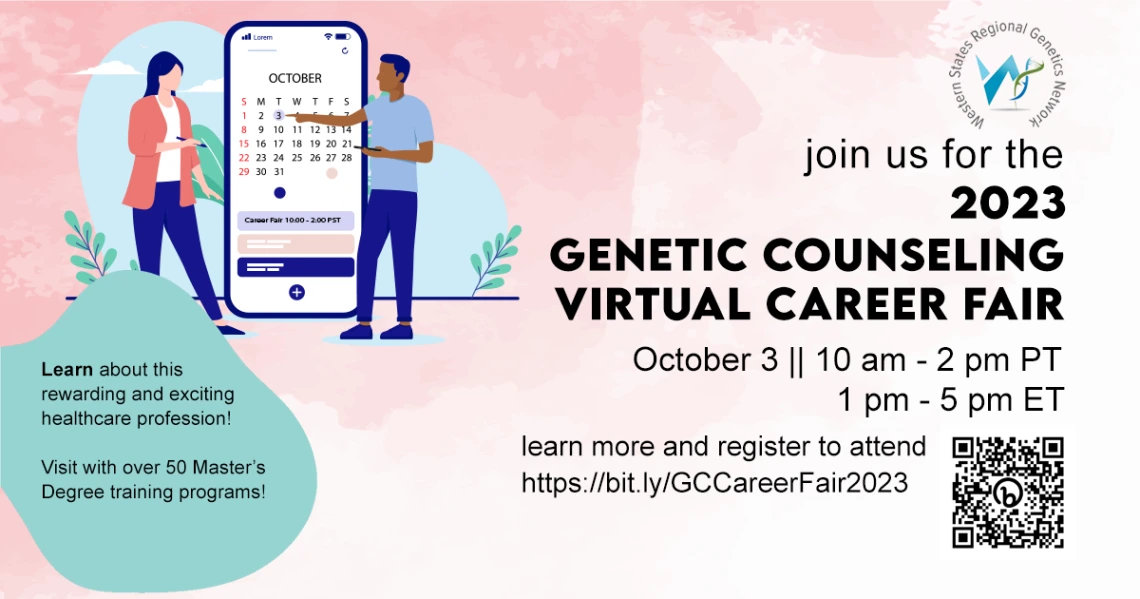 Genetic counseling virtual career fair 2023 flyer